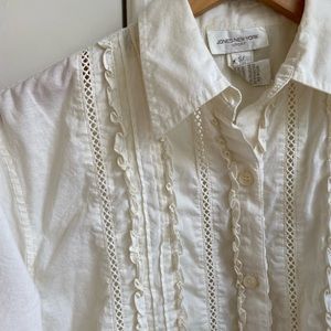 Vintage detailing frill button down, Jones New York